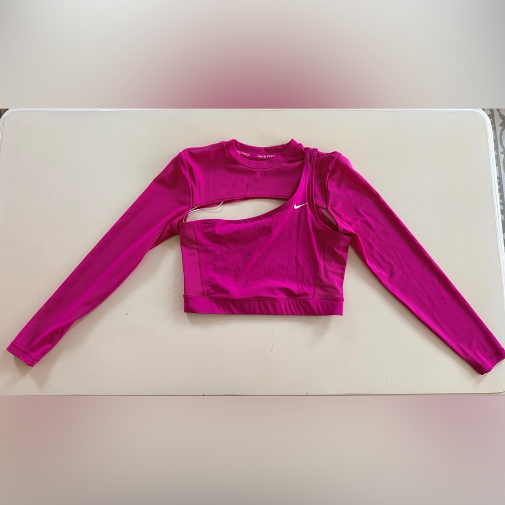 Nike Pro Pink Long-Sleeve Crop Top